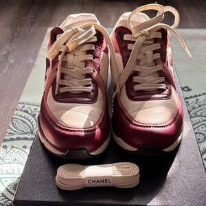 *SOLD*CHANEL Maroon and Cream Sneakers